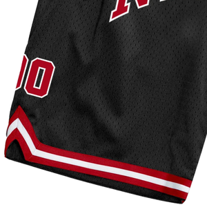 Shorts de basket-ball en mesh sublimé noir et rouge pour hommes, légers, en polyester, uniforme de basket-ball, entraînement, vêtements de sport - Product Image 5