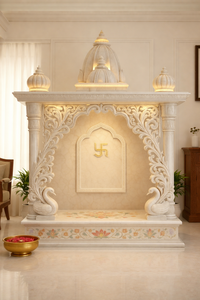 Unidad de Puja de Estilo Iskcon Tradicional para el Hogar, Templo Swaminarayan, Diseño BAPS, Color Personalizado, Gran Tamaño, Madera de Teca, Impermeable, Grabado - Product Image 4