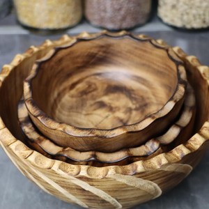 Tazón de Madera para Servir en la Cocina, Diseño Minimalista y Ecológico para Regalos, Vajilla de Venta Caliente, Tazón para Ensaladas al por Mayor - Product Image 2