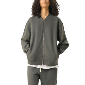 Sudadera de algodón grueso con hombros caídos, cuello alto, estilo americano, informal y moderno, con cremallera para hombre. - Product Image 3