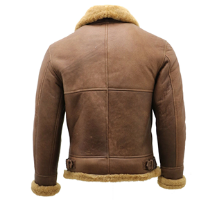 <b>Men</b>’s Ginger Brown Sheepskin Aviator <b>Jacket</b> Real Leather Vintage <b>Flying</b> <b>Jacket</b> - Product Image 5