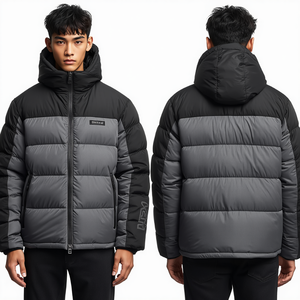 Veste matelassée de luxe pour homme avec panneaux, dotée d'une construction en nylon très isolante et d'un style brodé haut de gamme - Product Image 4