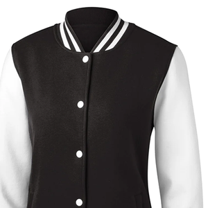 แจ็คเก็ตวิทยาลัย Urban Classics 2 สี - แจ็คเก็ตบอมเบอร์ผ้าฟลีซหนานุ่มสีดำและสีขาว - เสื้อโค้ทสไตล์เรโทรสตรีทแวร์สำหรับทุกเพศ - Product Image 5