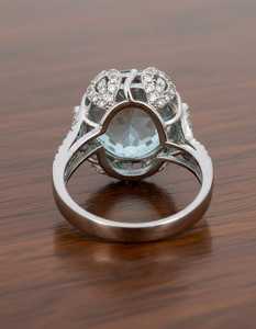 Bague romantique en argent 925 avec pierre précieuse ovale en aquamarine pour femme, style Art Déco, pour mariage, fête, cadeau pour elle - Product Image 4