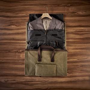 กระเป๋าเดินทางผ้าแคนวาสหนังแท้ สกรีนโลโก้ได้ตามสั่ง กันน้ำ รุ่น Weekender Duffel  กระเป๋าถือขึ้นเครื่อง LCTB-0080 - Product Image 6