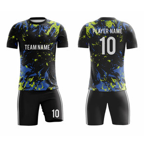 Ensemble de maillots de football personnalisés vert sublimé, col rond, manches courtes, polyester respirant, uniforme sportif pour hommes, nom de l'équipe 10 - Product Image 2