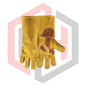Gants de soudage en cuir grainé, gants de soudeur résistants à la chaleur, gants de protection contre le feu, gants de travail pour barbecue avec paume renforcée - Product Image 3