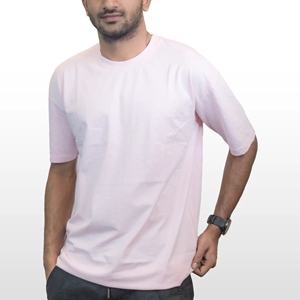 Camiseta Rosa Lisa para Hombre, 100% Algodón, Color Sólido, para Comodidad Diaria - Product Image 2