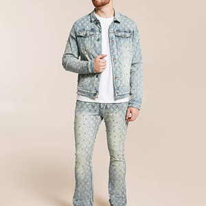 New Fashion Casual Winter High Street Men's Denim <b>Jackets</b> with Customized Color & Logo OEM Service Men's Denim <b>Rhinestone</b> <b>Jacket</b> - Product Image 3