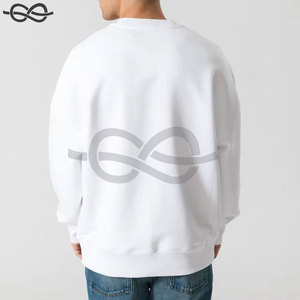 Varsity <b>Sweatshirt</b> Organic Cotton <b>White</b> Color Long Sleeves Ribbed Trims Oversized Fit Wholesale Custom <b>Sweatshirt</b> - Product Image 2