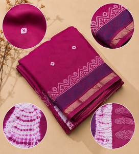 Handloom <b>Pink</b> Cotton Saree Organic Women Ethnic Wear Shibori Tie Dye Indian Bridal Wedding Sarees Traditional Jaipur Sari - Product Image 4