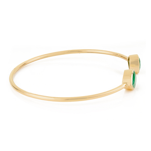 Wholesale Factory Price Handmade Pear Cut Emerald Gemstone Flexible Cuff <b>Bangle</b> Stackable Jewelry For Unisex 14K Yellow <b>Gold</b> - Product Image 5