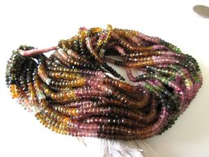 ลูกปัดพลอยทัวร์มาลีนธรรมชาติทรงรอนเดลเหลี่ยมเพชรพลอย สีเขียวชมพู สำหรับทำเครื่องประดับ - Product Image 5