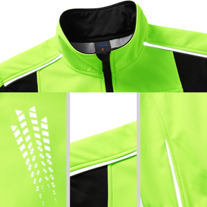 Veste polaire coupe-vent vert néon pour homme avec accents noirs, col montant, fermeture éclair, style sportif, vêtement d'extérieur d'automne, coupe régulière - Product Image 4