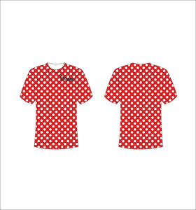 T-shirt à manches courtes pour homme, rouge à pois, col rond, coupe classique, respirant, en polyester tricoté, logo imprimé sur le devant - Product Image 1