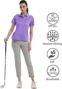 Ensemble de tenue de golf d'été pour femmes 100 % coton, chemise polo à manches courtes, coupe ajustée, élégante - Product Image 3