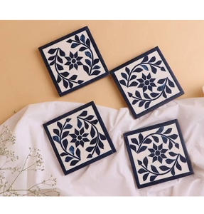 Bone Inlay Coaster Stylish Coasters <b>Table</b> <b>Protectors</b> for Hot/Cold Drinks Black White Triangular Pattern Non-Slip Coaster - Product Image 3