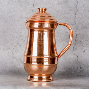 Premium made in India mirror finish <b>copper</b> pitcher with contrasting black <b>handles</b>, available at wholesale prices. - Product Image 2