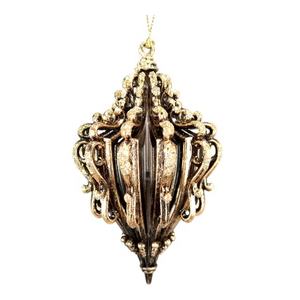 Christmas New Year Decoration Antique Gold Silver <b>Paint</b> Grey Glossy Black White Irrid Plated <b>Acrylic</b> 3D Filigree Finial Ornament - Product Image 1