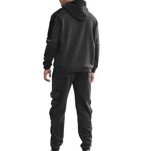 Ensemble de survêtement décontracté à capuche pour homme, chaud, deux pièces, pour l'hiver, mode, sport, 100 % coton, vêtements de loisirs, fermeture à cordon - Product Image 2