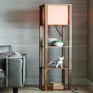 Lampe de sol moderne en bois avec étagères de rangement – Fabrication artisanale haut de gamme |   Vente en gros directe d'usine - Product Image 1