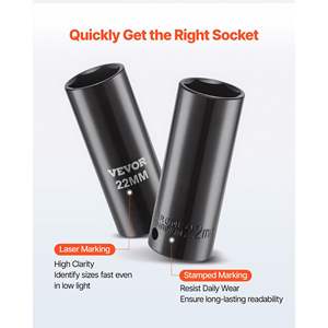 29-Piece 6-Point <b>Deep</b> <b>Impact</b> <b>Sockets</b> <b>Set</b> 1/2 Drive Metric & SAE Sizes (3/8-1 Inch 10-24 Mm) Cr-V Steel Heavy Duty Carrying Case - Product Image 4