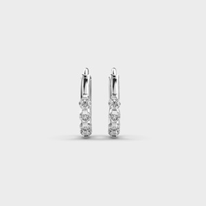 IGI Certified Lab Grown Round Diamond Graduated Hoop Earrings Solid 925 Sterling <b>Silver</b> Diamond <b>Huggie</b> Hoop Earrings - Product Image 1