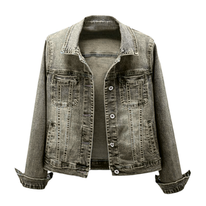 Women's Customized Regular Fit Button-Up Denim <b>Jacket</b> Autumn Sweet Style Long Sleeve Heavyweight Denim Jeans <b>Jackets</b> - Product Image 1