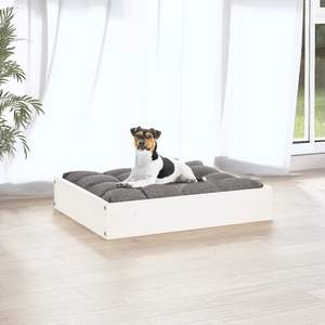 Petit lit pour chien rectangulaire en bois de pin massif blanc - Product Image 5