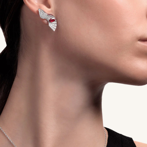 <b>Wings</b> Shape Ruby Stud <b>Earrings</b> 925 Silver Luxury Women's Party Jewelry - Product Image 1