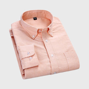 เสื้อเชิ้ตแขนยาวผู้ชาย สีพื้น ปกติดกระดุม ผ้าป๊อปลิน 100% ผ้าฝ้าย ยับยาก สำหรับใส่เป็นทางการ ฤดูใบไม้ร่วง - Product Image 4