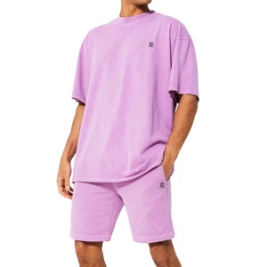 Ensembles T-shirts et shorts d'été décontractés et respirants pour hommes, sur mesure, avec logo frontal, vente en gros, faible MOQ, en stock - Product Image 1