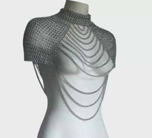 Silver Plated Stainless Steel Chainmail Top Irregular Fashion Armour Costume Jewelry Wearable Art - Product Image 1