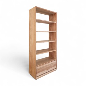 Indonesia <b>Solid</b> <b>Wood</b> Furniture Factory Jepara Modern Untreated Teak Wooden Bookshelf Luxury Living Room Multi-Tier <b>Bookcase</b> - Product Image 5
