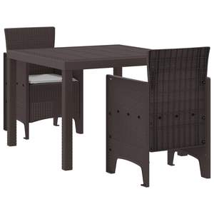 Juego de comedor de jardín de polipropileno marrón de 3 piezas - Product Image 1