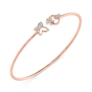 Openwork Dual-Square Motif Diamond <b>Bangle</b> <b>Bracelet</b> - Product Image 1