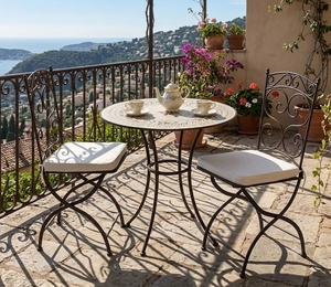Traditional European Design Wrought Iron <b>Chair</b> Powder Coated Eco-Friendly Weather Resistant Non-Foldable <b>4</b>-Seater Garden <b>Set</b> - Product Image 3