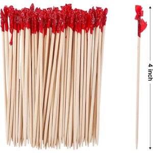 1200 pics à franges en bois de 4 pouces pour cocktails, sandwichs, apéritifs aux fruits et clubs - Product Image 2