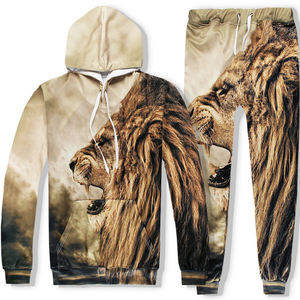 Wholesale Custom Mens Winter Tracksuit Sublimation Printed Polyester Hoodie Pant Streetwear Set - Product Image 1