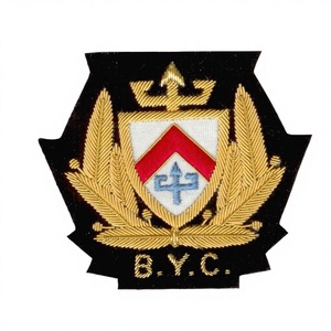 Premium Hand-Embroidered Gold Bullion Wire Fashion Luxury PVC <b>Pin</b> <b>Badge</b> for Apparel Blazers Hats & Bags - Product Image 1