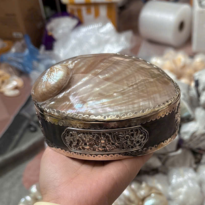 Luxury Mother of Pearl Jewelry Box | Oval <b>Abalone</b> & Scallop <b>Shell</b> Case | Iridescent Home Decor - Product Image 5