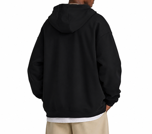 Sweat-shirt à capuche oversize pour homme, noir uni, en molleton de coton écologique, streetwear décontracté, vêtement d'automne, coupe classique - Product Image 3