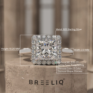 14K White Gold Princess Cut Halo Diamond Engagement Ring 2CT Square Center Classic <b>Bridal</b> Ring Fine Jewelry Supplier - Product Image 2