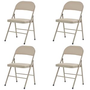 Sedie Pieghevoli Industriali Marrone Chiaro in Ferro e PVC per Convenzioni ed Esposizioni (4 Pezzi) - Product Image 1