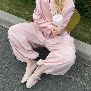 New Arrivals 100 Cotton Elastic Waist <b>Harem</b> Pants Women Dance Wide Leg Casual Baggy Long <b>Trousers</b> At Factory Price - Product Image 5