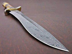 Cuchillo de Caza Premium de Acero de Damasco, Hoja Fija de Espiga Completa con Mango de Micarta para Camping, Bushcraft y Supervivencia - Product Image 2