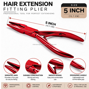 Pince à sertir professionnelle pour extensions de cheveux rouges de 5 pouces, en acier inoxydable, pour micro-anneaux et perles, légère et réutilisable INTENSE - Product Image 3