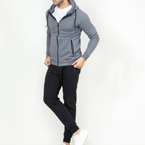 Custom <b>Men</b>’s Heather Grey Full Zip <b>Hoodie</b> with Drawstring Hood and Zipper Side Pockets Casual Sportswear Sweatshirt - Product Image 4