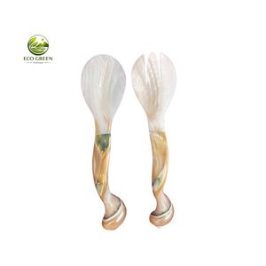 Handmade Shell Spoon and Fork Set Eco Friendly Mother of Pearl Dining Accessories Wholesale - Product Image 1