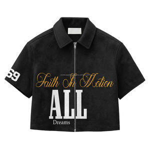 Camiseta de manga larga con logo bordado personalizado, de doble capa, corte oversize, estilo boxy, con pedrería y estampado desgastado - Product Image 2